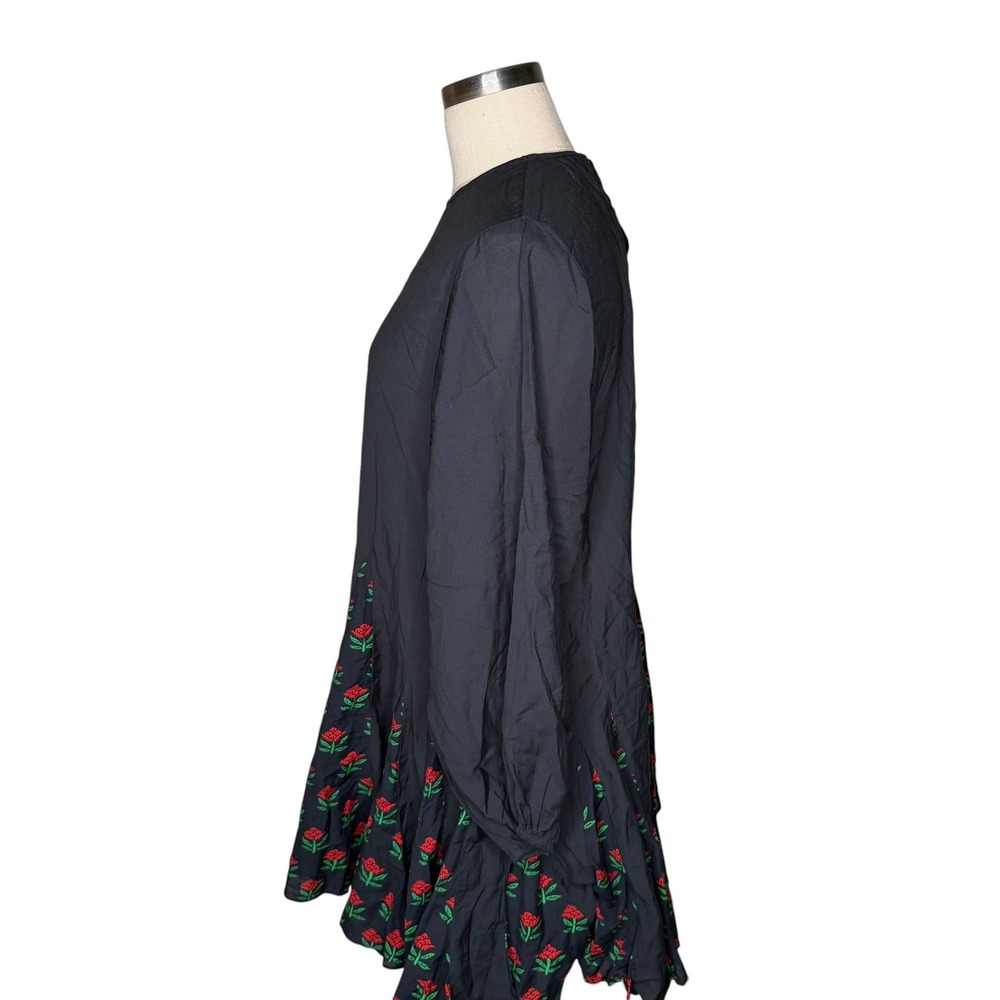 RHODE Ella Floral Paneled Mini Dress Black Rose Floral Godet Hem Women's Size XS - Picture 4 of 8